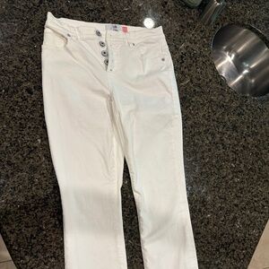 Cabi button fly straight white jeans
